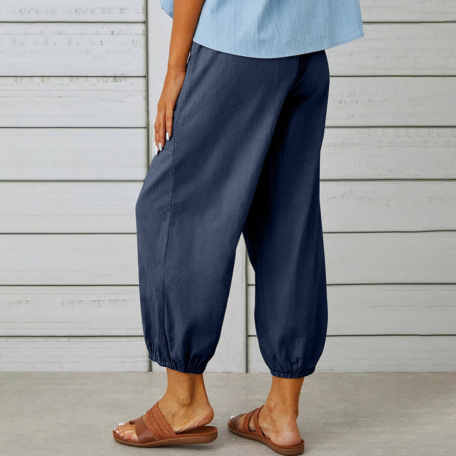 WW | kurze Damen-Overalls aus Baumwolle und Leinen mit Taschen und Knöpfen