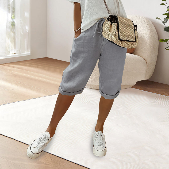 W&W Mode | Baumwolle Leinen Elastische Taille Freizeithosen