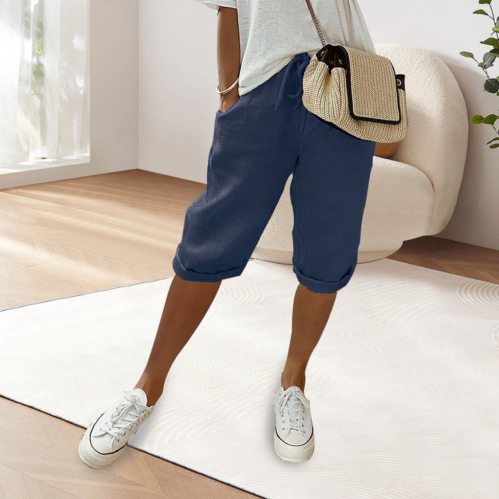 W&W Mode | Baumwolle Leinen Elastische Taille Freizeithosen