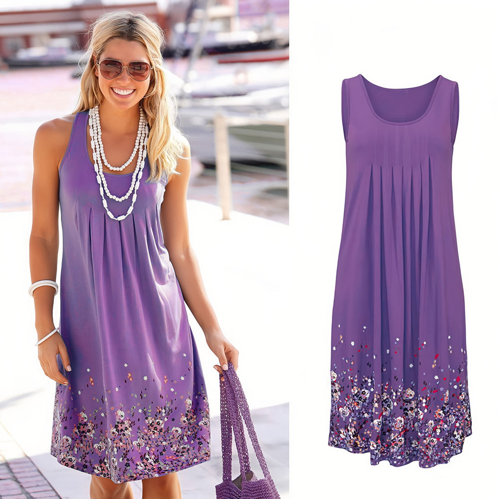 W&W Mode | ärmelloses, lockeres Kleid mit Blumendruck