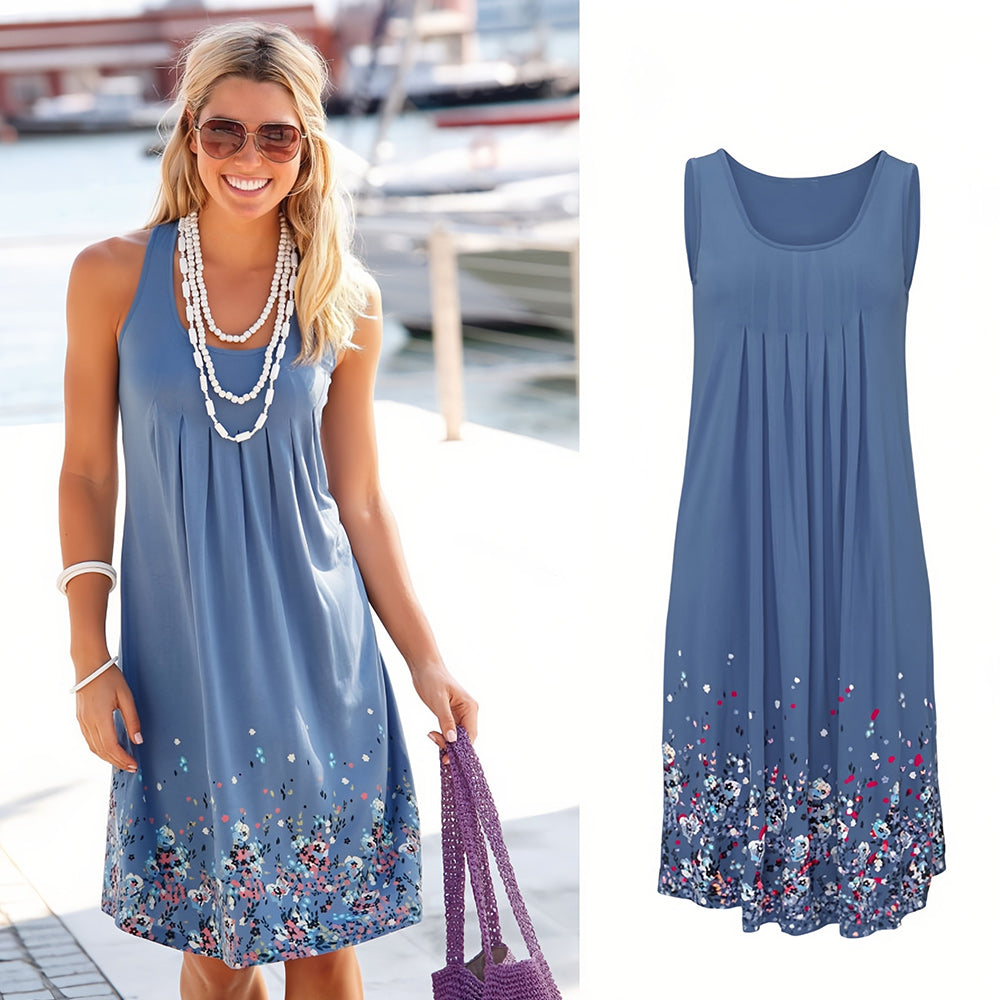 W&W Mode | ärmelloses, lockeres Kleid mit Blumendruck