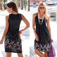 WW | ärmelloses, lockeres Kleid mit Blumendruck