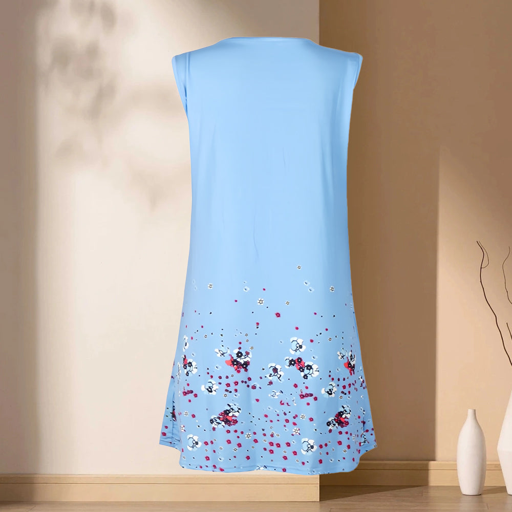 WW | ärmelloses, lockeres Kleid mit Blumendruck