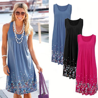 WW | ärmelloses, lockeres Kleid mit Blumendruck