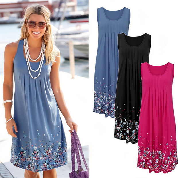 WW | ärmelloses, lockeres Kleid mit Blumendruck