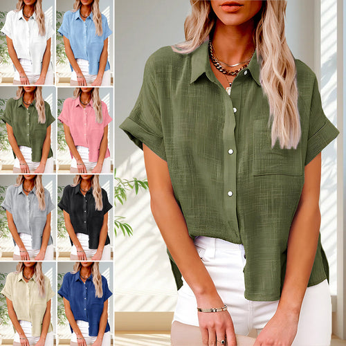 WW | Kurzarmhemd aus Baumwolle und Leinen