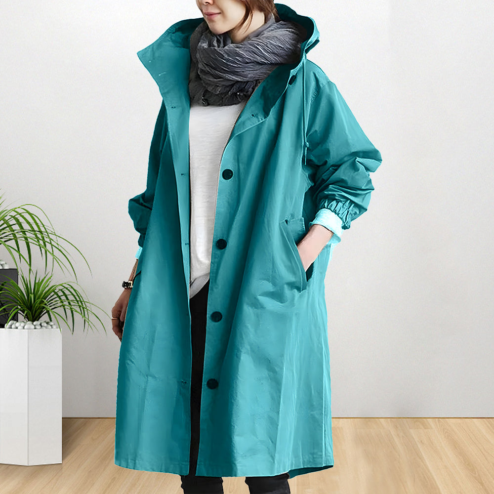 WW | Style Damen Mittellange Wasserdichte Temperament Windbreaker Jacke