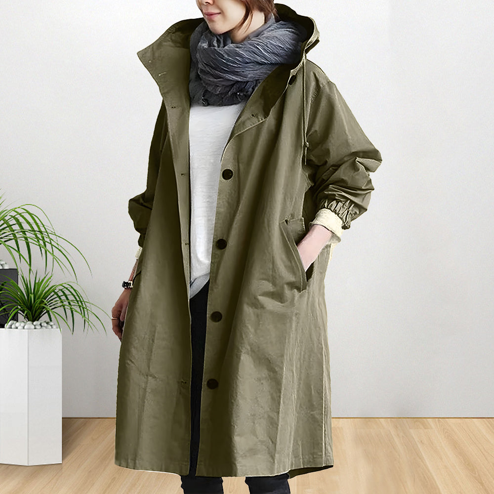 WW | Style Damen Mittellange Wasserdichte Temperament Windbreaker Jacke