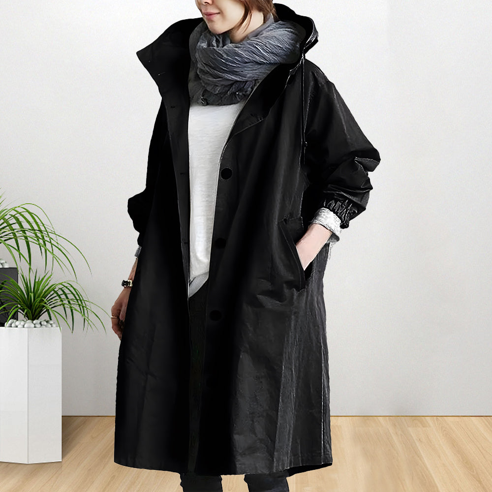 WW | Style Damen Mittellange Wasserdichte Temperament Windbreaker Jacke