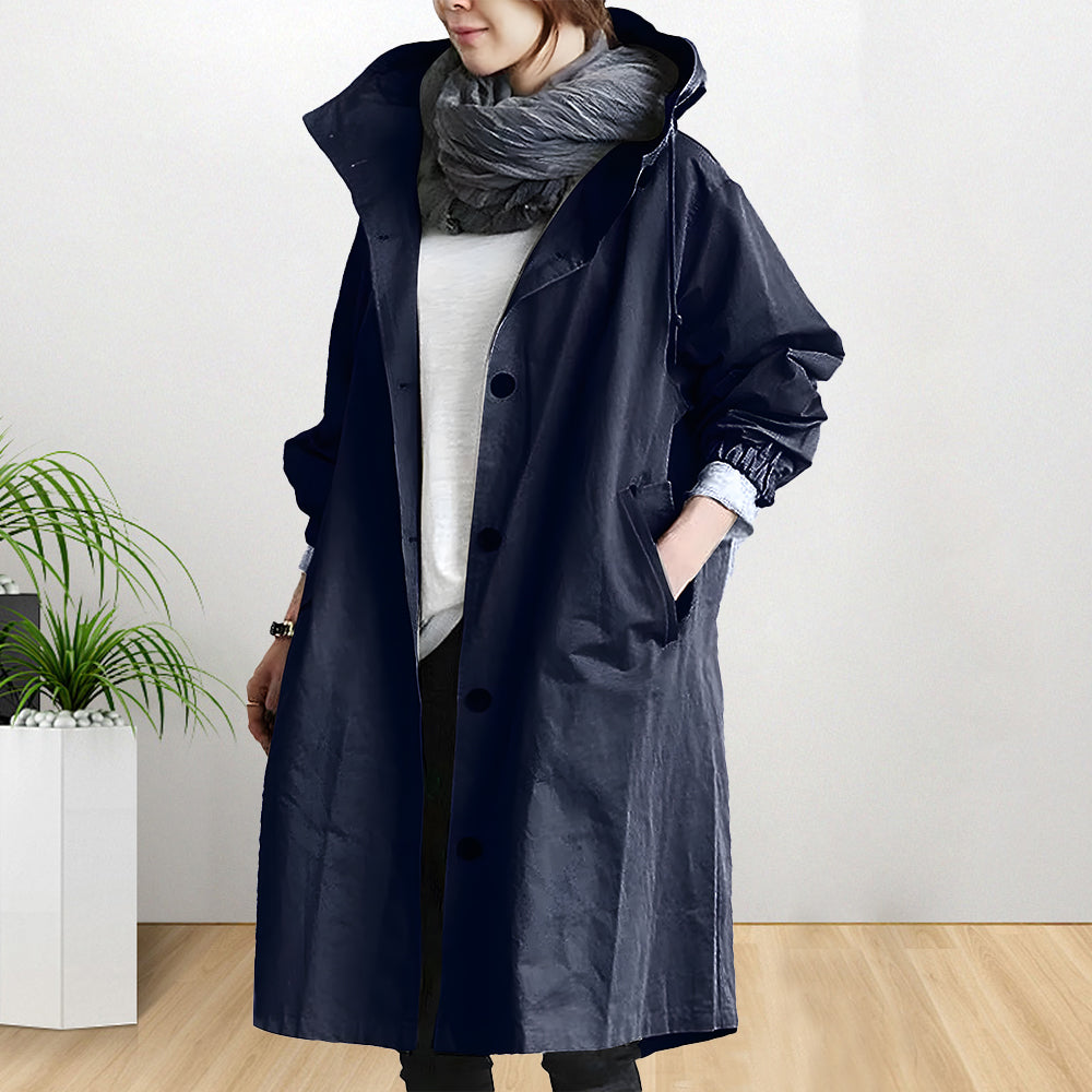 WW | Style Damen Mittellange Wasserdichte Temperament Windbreaker Jacke
