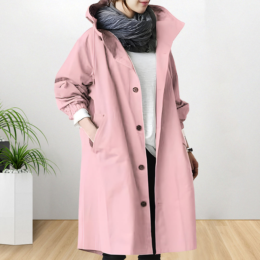 WW | Style Damen Mittellange Wasserdichte Temperament Windbreaker Jacke