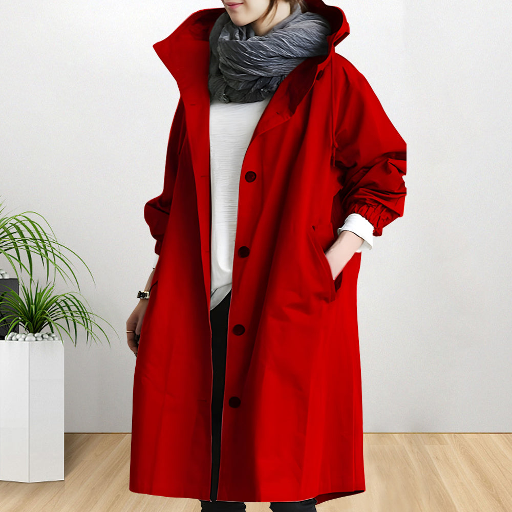 WW | Style Damen Mittellange Wasserdichte Temperament Windbreaker Jacke