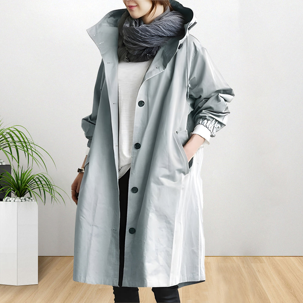 WW | Style Damen Mittellange Wasserdichte Temperament Windbreaker Jacke