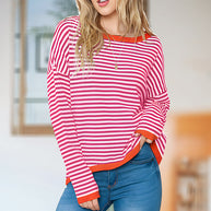 WW | Gestreiftes, Lockeres und Vielseitiges Langarm-Strickpullover-Top für Damen