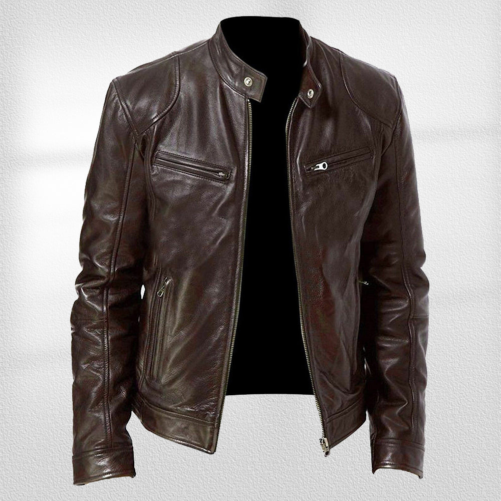 WW | Stehkragen, Trendige Lederjacke, Hübsche Motorrad-Lederjacke