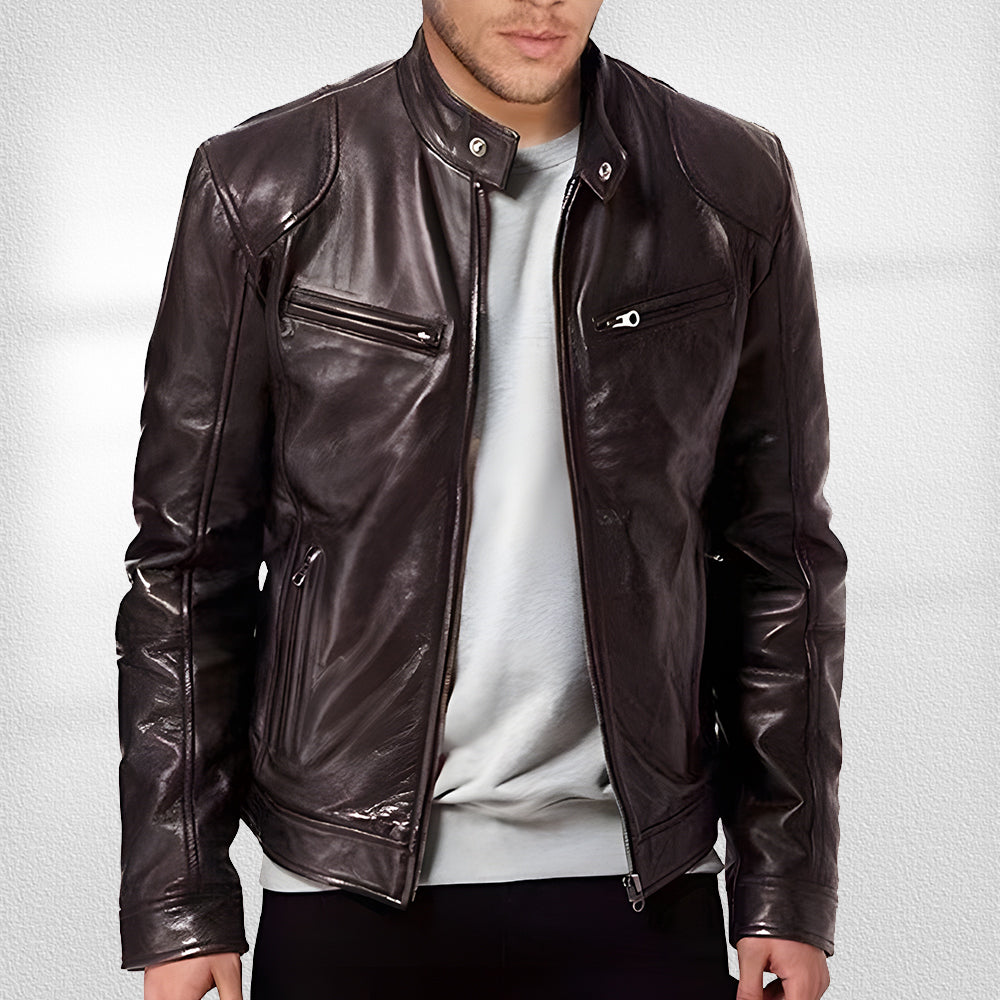 W&W Mode | Stehkragen, Trendige Lederjacke, Hübsche Motorrad-Lederjacke