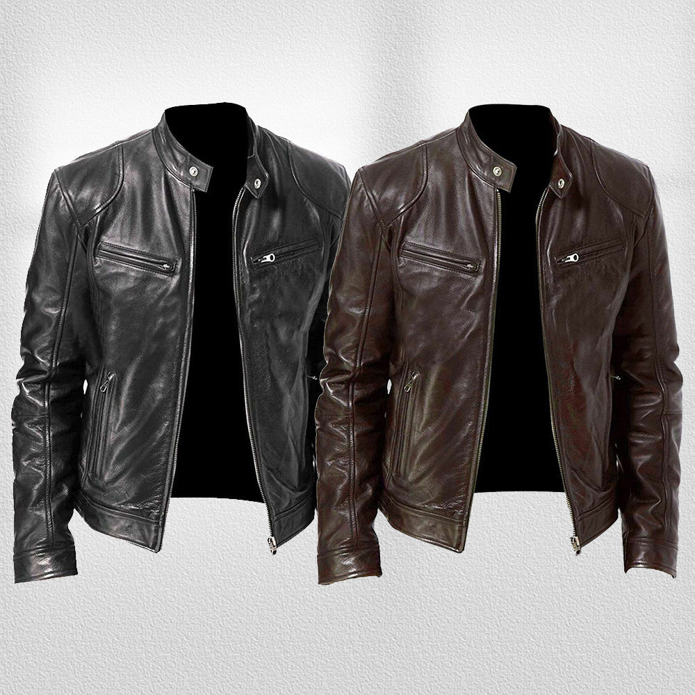 W&W Mode | Stehkragen, Trendige Lederjacke, Hübsche Motorrad-Lederjacke