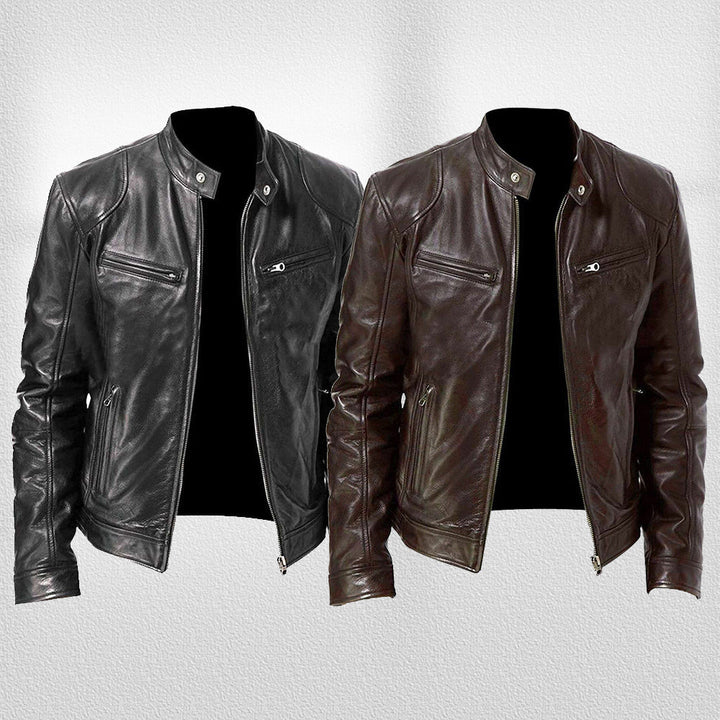 W&W Mode | Stehkragen, Trendige Lederjacke, Hübsche Motorrad-Lederjacke