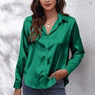 WW | einfarbiges Langarmshirt aus Satinimitatseide für Damen