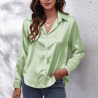 WW | einfarbiges Langarmshirt aus Satinimitatseide für Damen