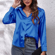 WW | einfarbiges Langarmshirt aus Satinimitatseide für Damen
