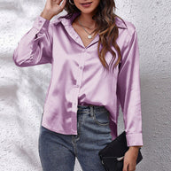 WW | einfarbiges Langarmshirt aus Satinimitatseide für Damen