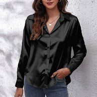 WW | einfarbiges Langarmshirt aus Satinimitatseide für Damen