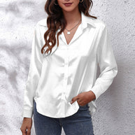 WW | einfarbiges Langarmshirt aus Satinimitatseide für Damen