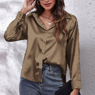 WW | einfarbiges Langarmshirt aus Satinimitatseide für Damen