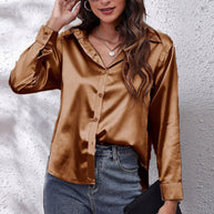 WW | einfarbiges Langarmshirt aus Satinimitatseide für Damen