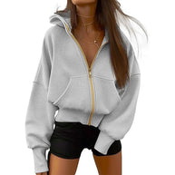 WW | geschnittene Damen-Trainingsjacke mit Reißverschluss und Kapuze