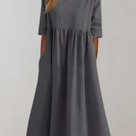 WW | Einfarbiges Baumwollkleid mit Lockerer Passform