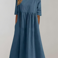 WW | Einfarbiges Baumwollkleid mit Lockerer Passform