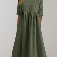 WW | Einfarbiges Baumwollkleid mit Lockerer Passform