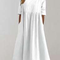 WW | Einfarbiges Baumwollkleid mit Lockerer Passform