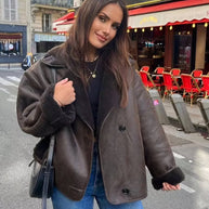 WW | Klassische Kurze Lederjacke Damen