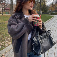 WW | Klassische Kurze Lederjacke Damen