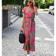 WW | V-Ausschnitt Wickel Maxi Kleid