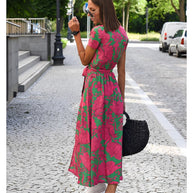 WW | V-Ausschnitt Wickel Maxi Kleid