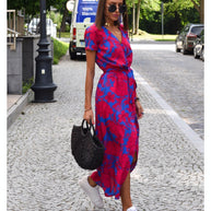 WW | V-Ausschnitt Wickel Maxi Kleid