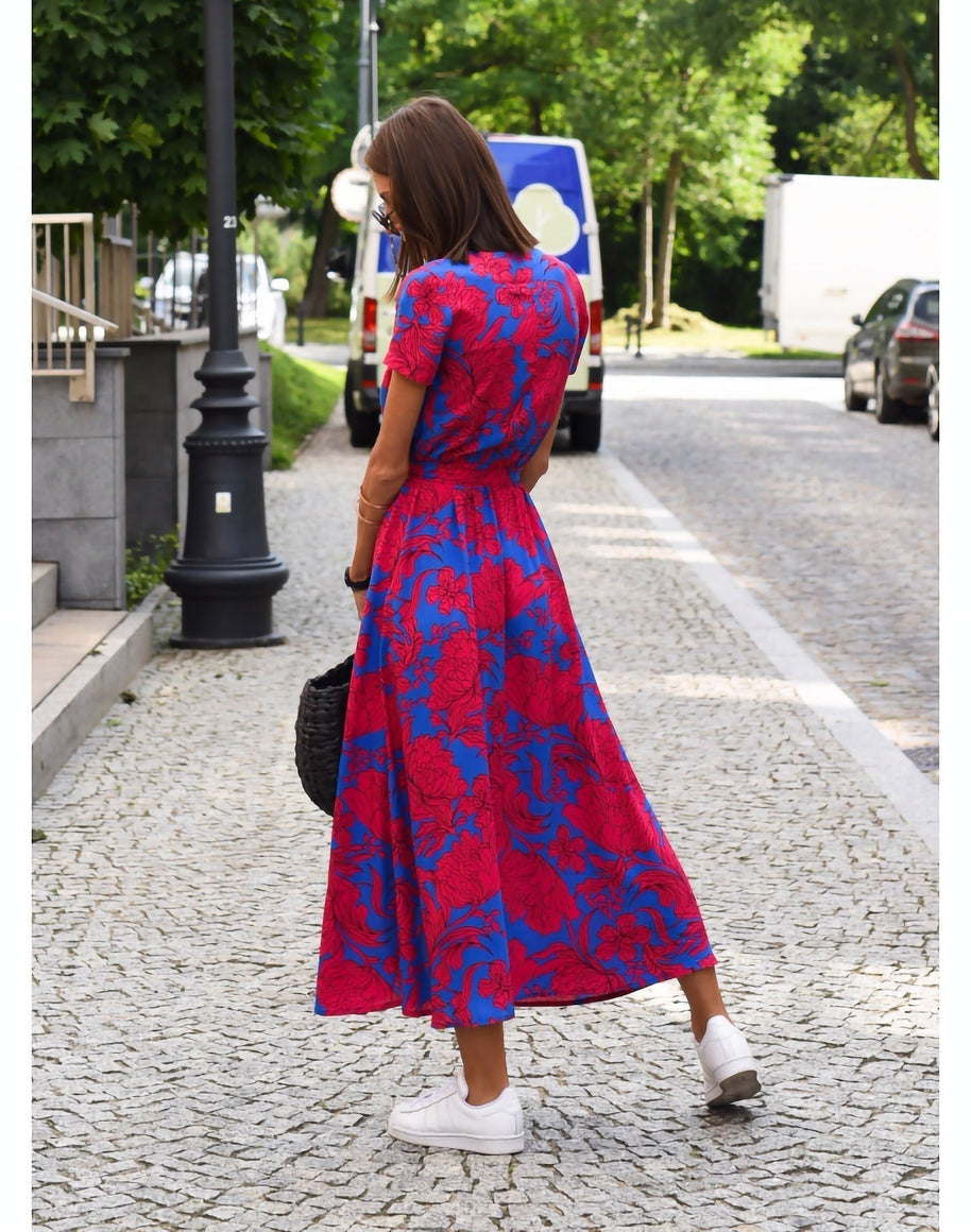 WW | V-Ausschnitt Wickel Maxi Kleid