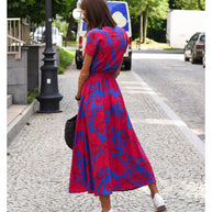 WW | V-Ausschnitt Wickel Maxi Kleid