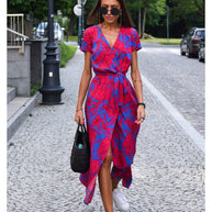 WW | V-Ausschnitt Wickel Maxi Kleid