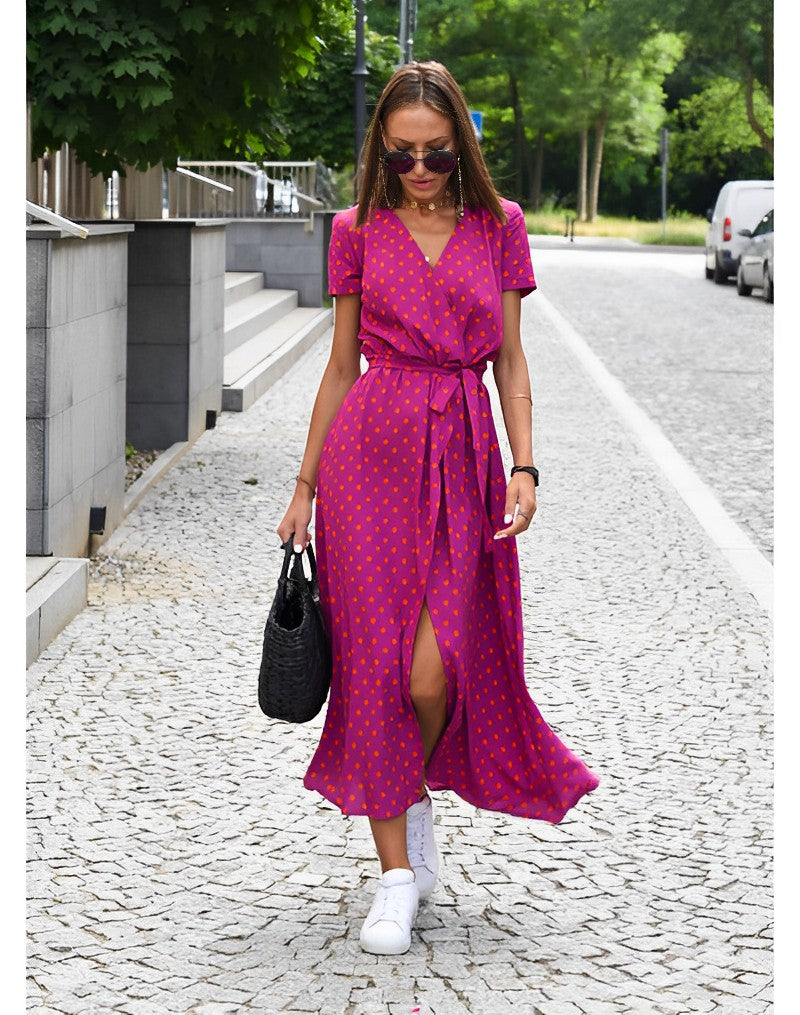 WW | V-Ausschnitt Wickel Maxi Kleid