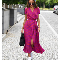 WW | V-Ausschnitt Wickel Maxi Kleid