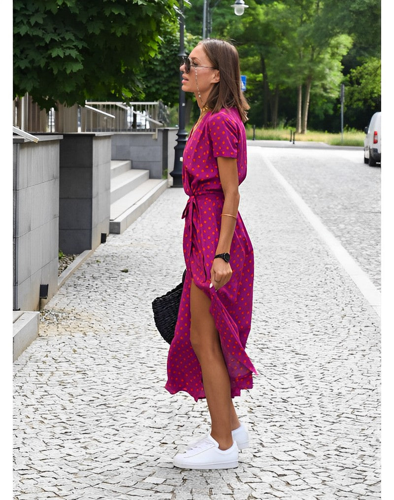 WW | V-Ausschnitt Wickel Maxi Kleid