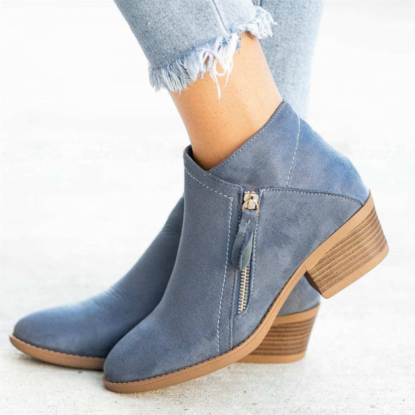 W&W Mode | Boots Orthopädische Damenstiefel mit niedrigem Absatz Stiefel mit Reißverschluss
