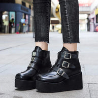 WW | Knöchelstiefel für Damen Street Mode Lässig Wedge Plattform Schuhe Größe 43 Super Hoher Absatz Riemenschnalle Designer Stiefel Weiblich