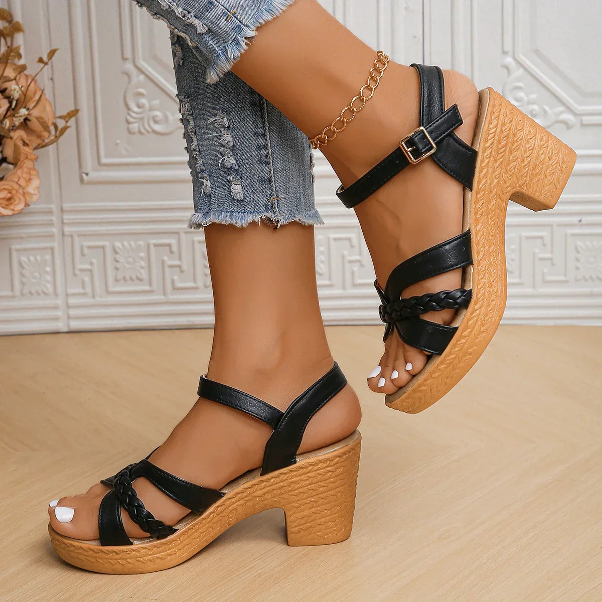 Laura™ - Plattform High-Heels-Sandalen mit Knöchelriemen