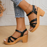 Laura™ - Plattform High-Heels-Sandalen mit Knöchelriemen